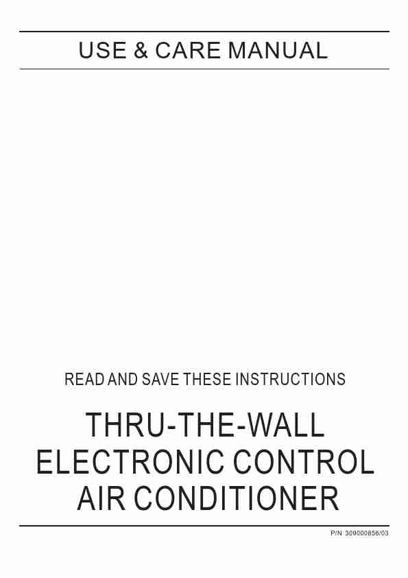 Frigidaire Air Conditioner THRU-THE-WALL ELECTRONIC CONTROL AIR CONDITIONER-page_pdf